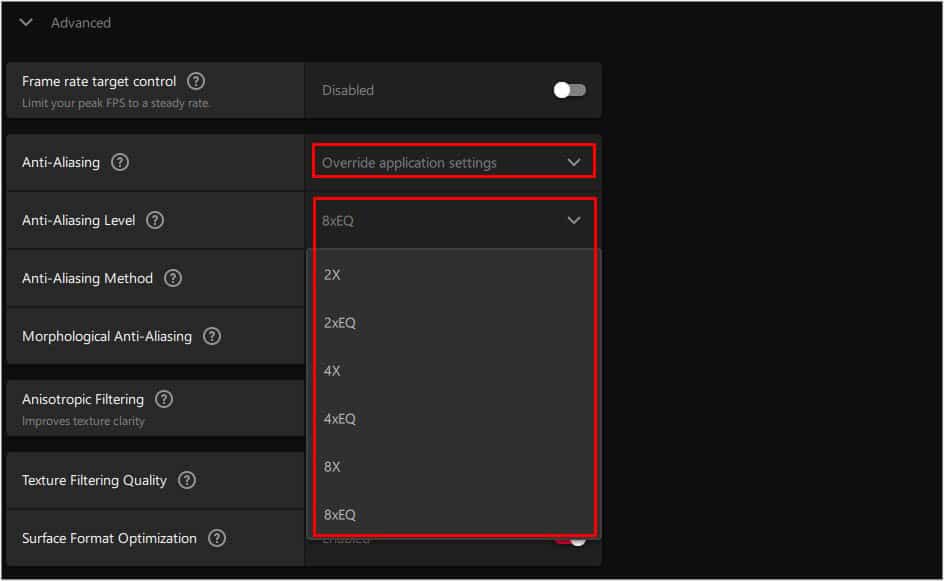 override application settings