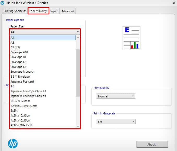 paper-size-on-hp-printer