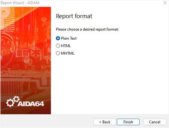 report format selection