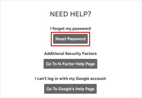 reset password nvidia account locked