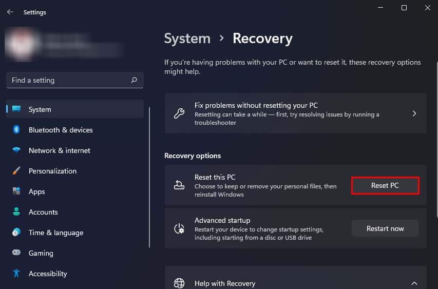 reset pc