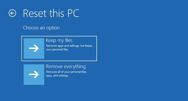 reset this pc keep my files
