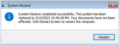 restart to system restore