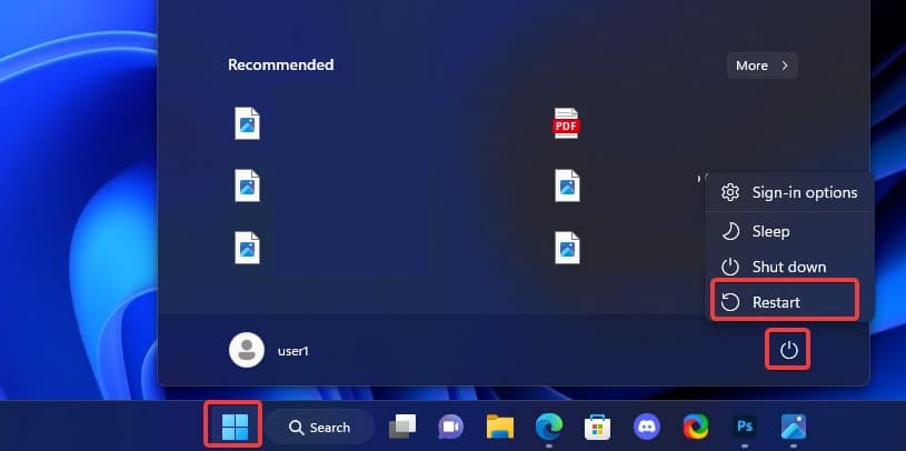 restarting the computer