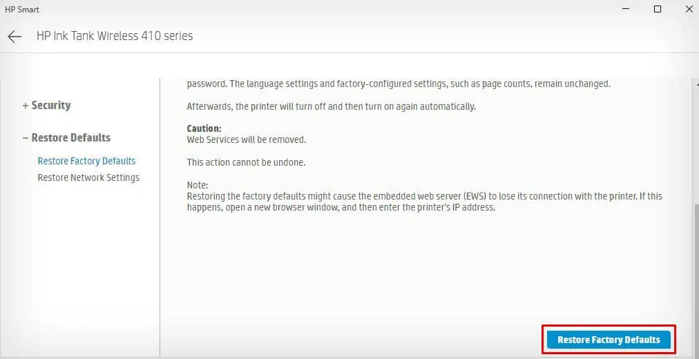How to Fix E4 Error on HP Printer 34 restore-factory-defaults-button-1