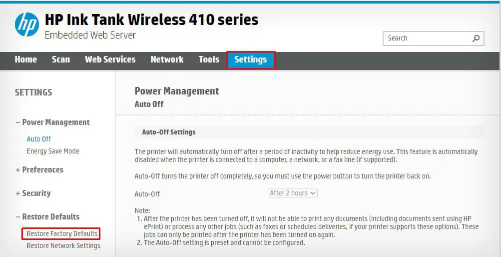 5 Ways to Clear Printer Memory in HP Printer 19 restore-factory-defaults-option
