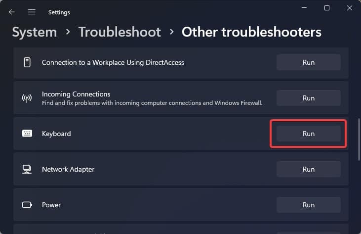 run troubleshooter