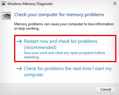 run windows memory diagnostic
