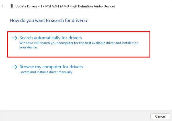 search automatically for drivers for audio inputs and outputs drivers