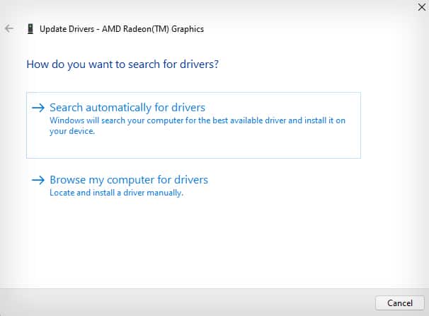 search automatically for graphic driver