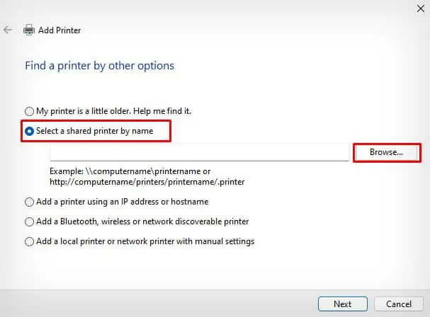 How to Make Printer Wireless? 7 Easy Ways 23 select-a-shared-printer-by-name-and-browse