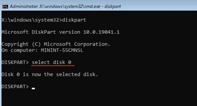 select disk command