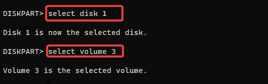 select disk or volume