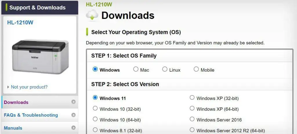 How to Connect Brother Printer to Wi-Fi 23 select-os-during-download-1024x462