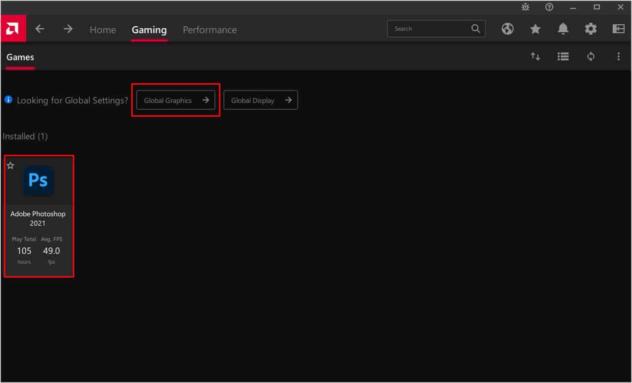 select your game or global graphics