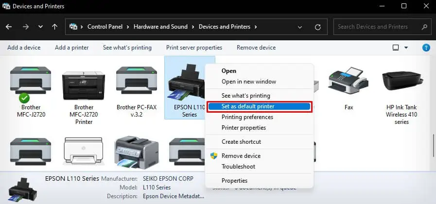 set-as-default-printer-on-control-panel
