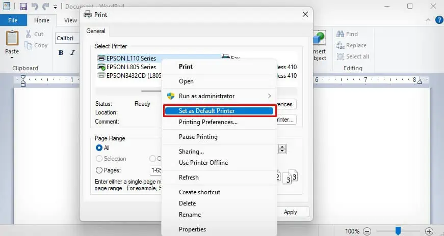 How to Set Default Printer? 4 Simple Ways 18 set-default-printer-from-wordpad