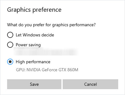 set graphics performance amd driver not working