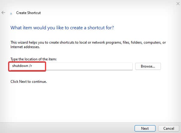 shortcut to restart the laptop
