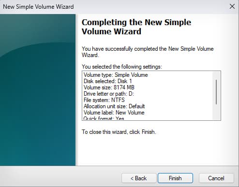 start formatiing a drive