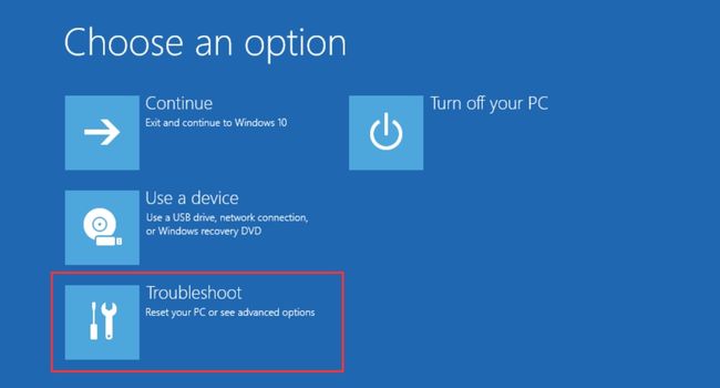 troubleshoot in choose an option