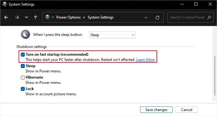 turn-on-fast-startup-save-changes