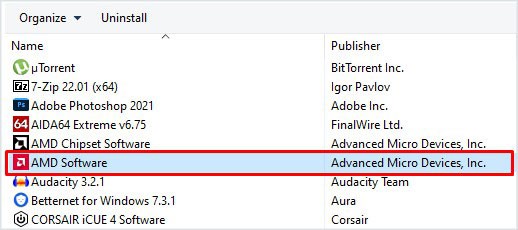 uninstall amd software not opening