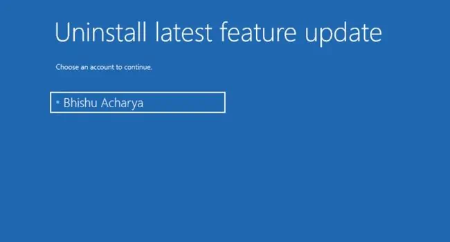 14 Ways to Fix Windows Boot Loop 45 uninstall-latest-feature-select-account