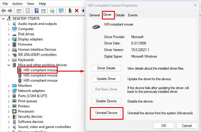 uninstall mouse driver logitech mouse not working