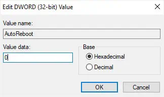 14 Ways to Fix Windows Boot Loop 32 value-data-to-0-for-auto-reboot