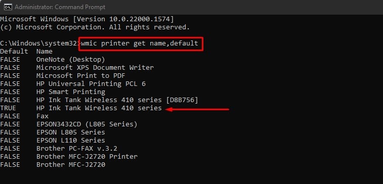 wmic printer command in cmd