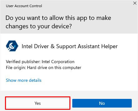 yes to intel driver and support assistant helper
