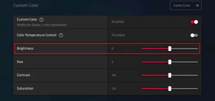 AMD Radeon settings brightness control