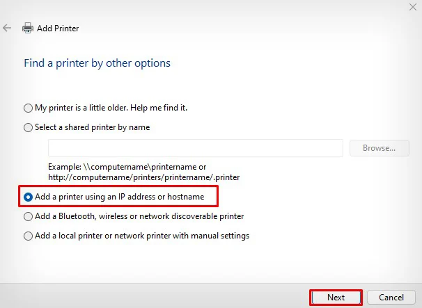 add-printer-using-ip-address-option-1