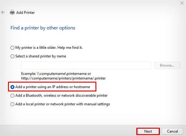 add-printer-using-ip-address-option