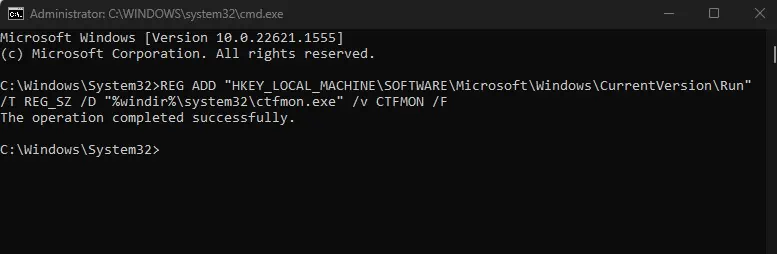 Windows 11 Search Bar Not Working? Here’re 10 Ways to Fix It 22 add-reg-key-using-command