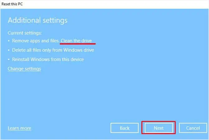 How to Completely Wipe Your Hard Drive? 7 Possible Ways 21 additional-settings-next