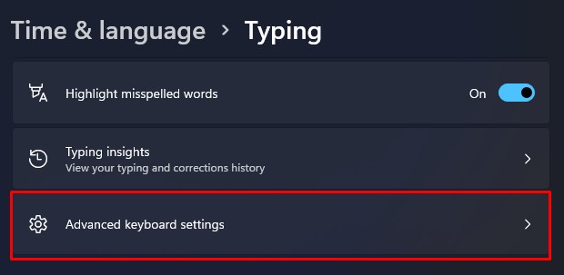 advanced keybaord setting reset keyboard layout