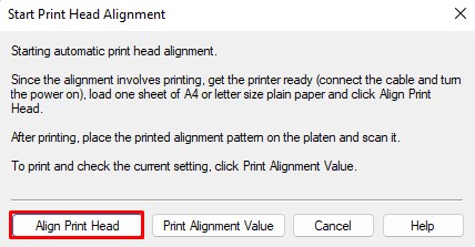 align printhead canon