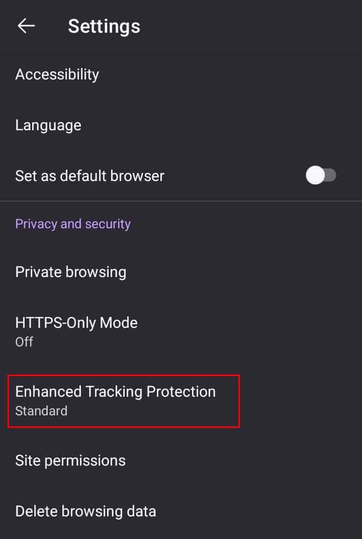 android firefox enhanced tracking protection