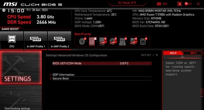 bios uefi csm mode