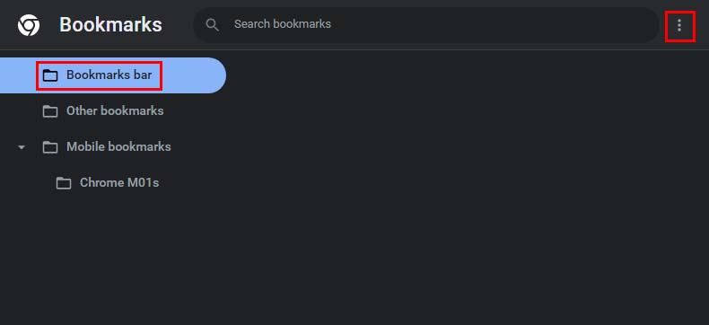 bookmark bar elipses icon