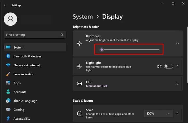 brightness settings windows 11