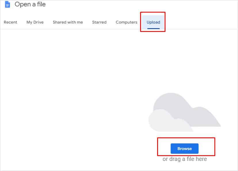 browse and upload file
