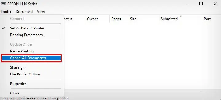 5 Ways to Fix Error Printing on Epson Printer 15 cancel-all-documents-on-epson-printer
