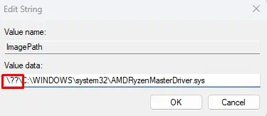 Fix: Ryzen Master Driver Not Installed Properly 18 change-imagepath-valuedata