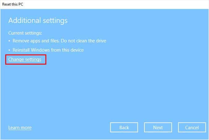change settings