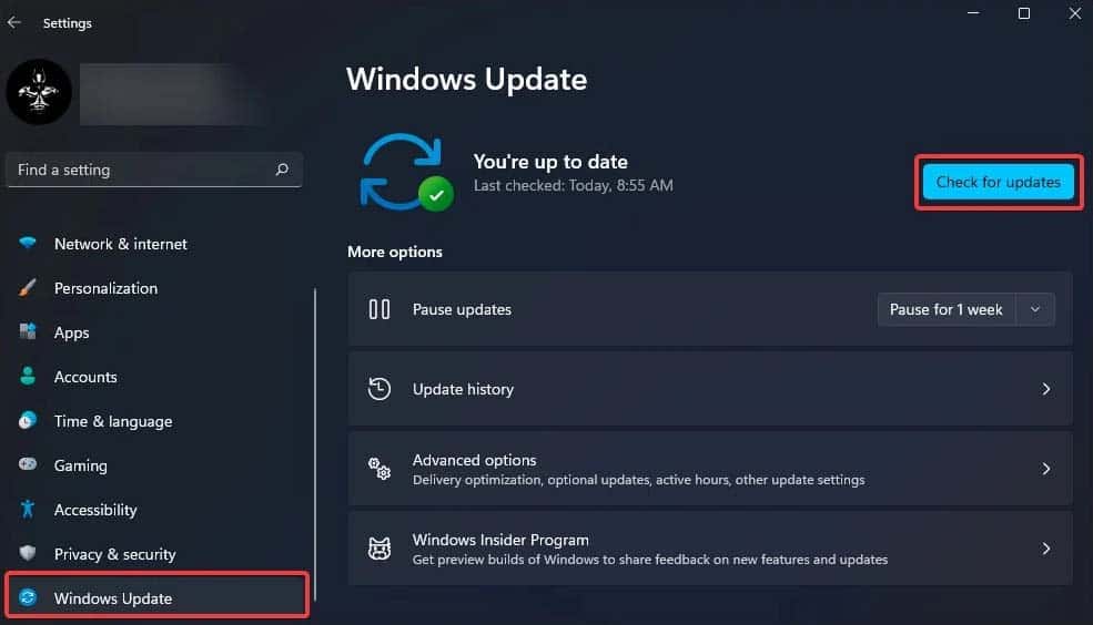 check for windows update
