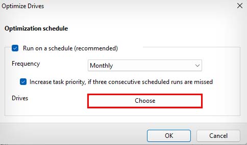 choose scheduled optimize drives