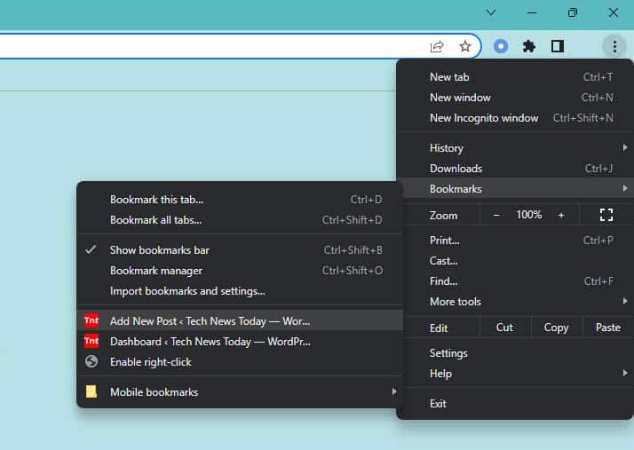 chrome bookmark manager